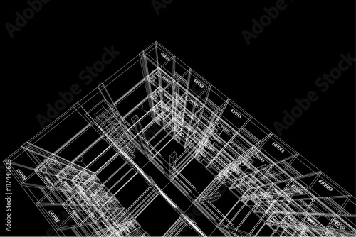 architecture abstract, 3d illustration, Top view building structure, floor plan