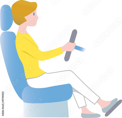 正しい姿勢で自動車を運転する