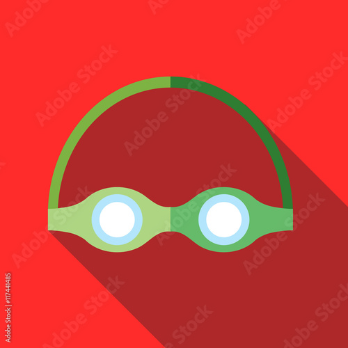 Swimming goggles icon in flat style on a red background