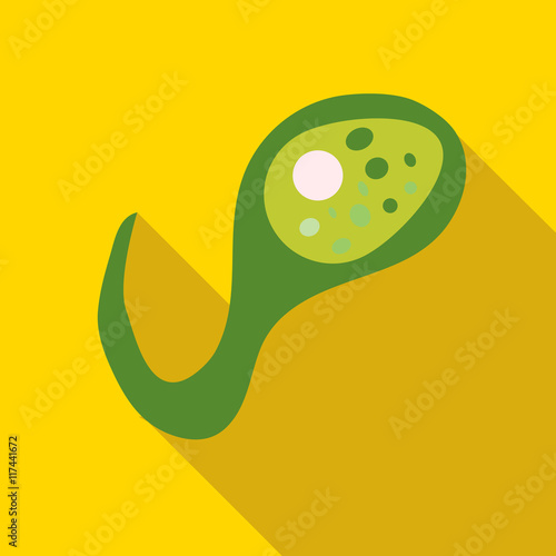 Virus, bacteria, microbe icon in flat style on a yellow background