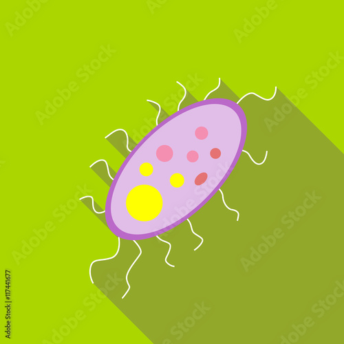 Virus icon in flat style on a green background