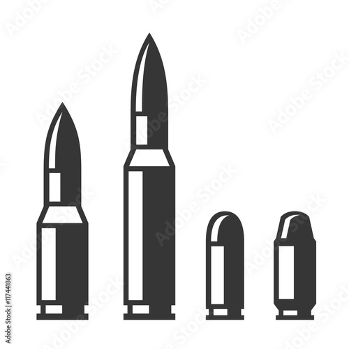 Weapon Bullet Icons Set isolated on White Background. Vector