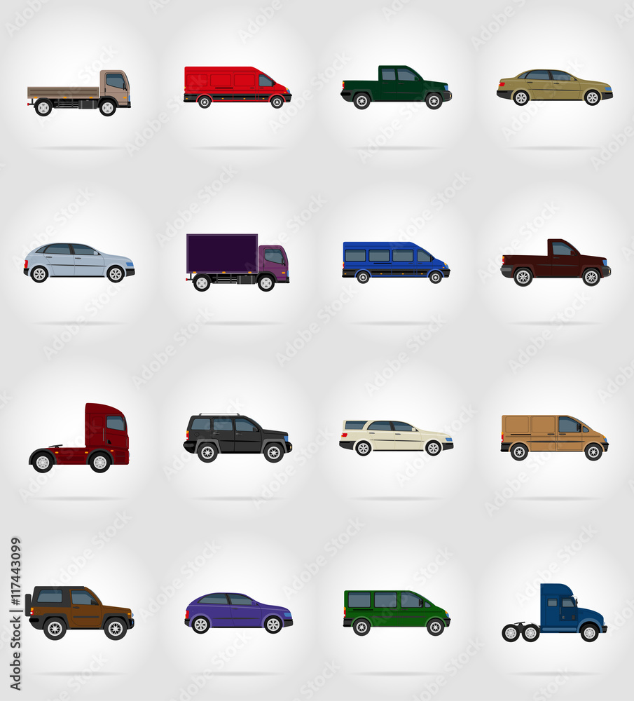 Naklejka premium transport flat icons vector illustration