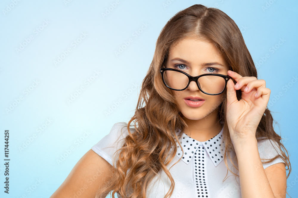 portrait of attractive caucasian smiling woman portrait of attractive caucasian smiling woman