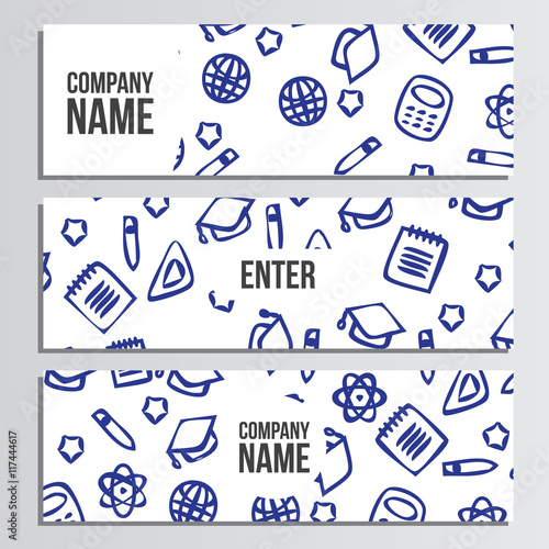 Web banner with back to school pattern. Back to school branding