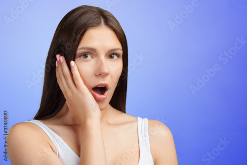 portrait of beautiful surprised woman