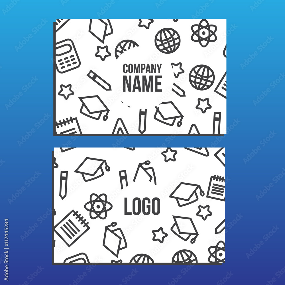 Business cards with back to school pattern. Back to school brand Business cards with back to school pattern. Back to school brand