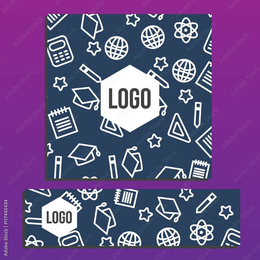 Placards with Web Banner with back to school pattern. Back to sc Placards with Web Banner with back to school pattern. Back to sc