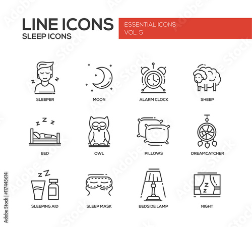 Sleeping - line design icons set
