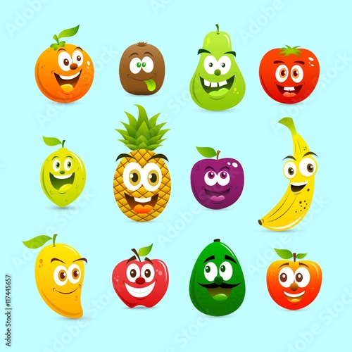 Fototapeta Naklejka Na Ścianę i Meble -  Cartoon fruits