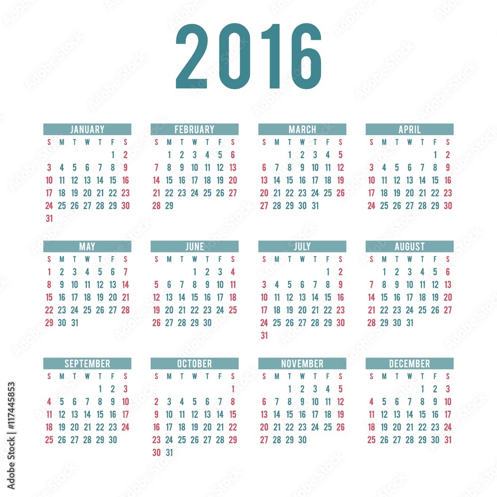 2016 calendar template