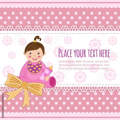 Baby shower invitation with baby girl