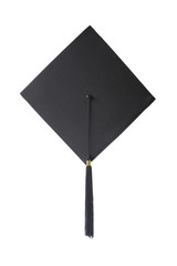Graduation hat on white background