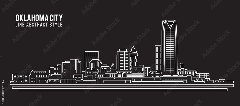 Cityscape Building Line art Vector Illustration design - Oklahoma city