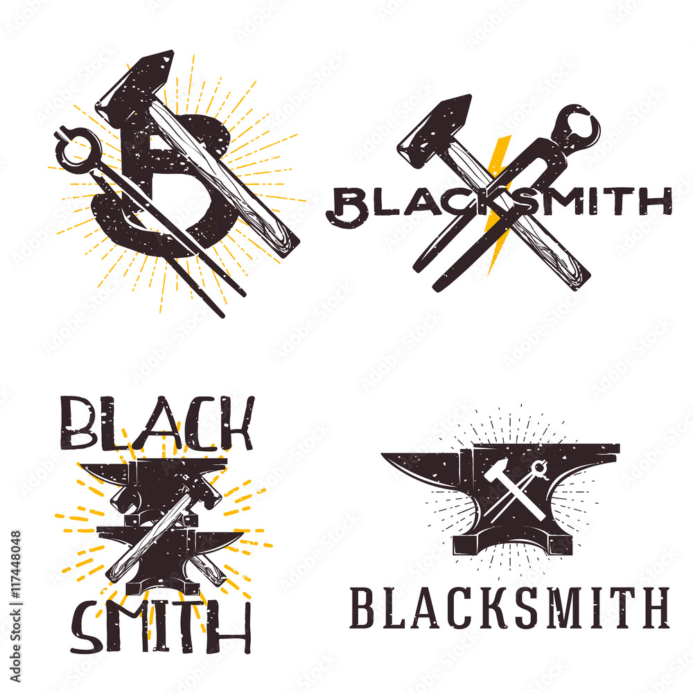 Fototapeta premium set of vector blacksmith related logos