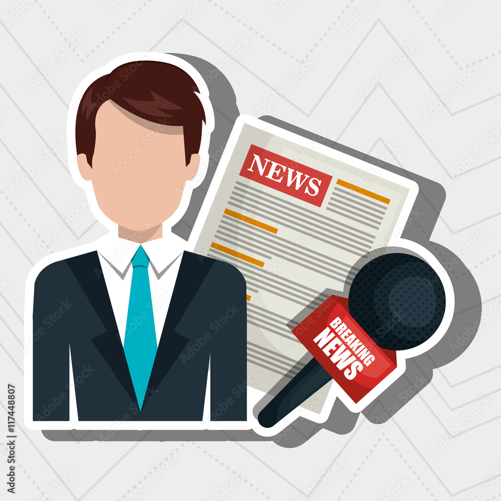 reporter avatar with newspaper isolated icon design reporter avatar with newspaper isolated icon design