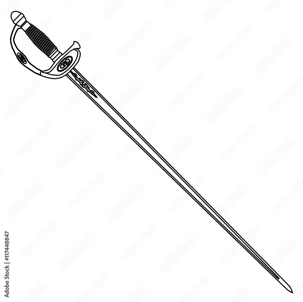 French Infantry Officer Sword Outline French Infantry Officer Sword Outline