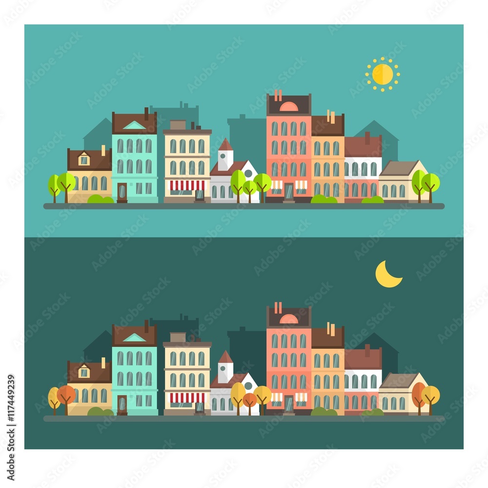 Day and night cityscape