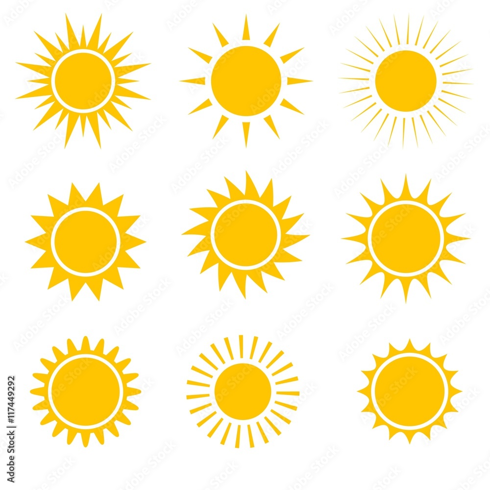 Fototapeta Variety of suns icons