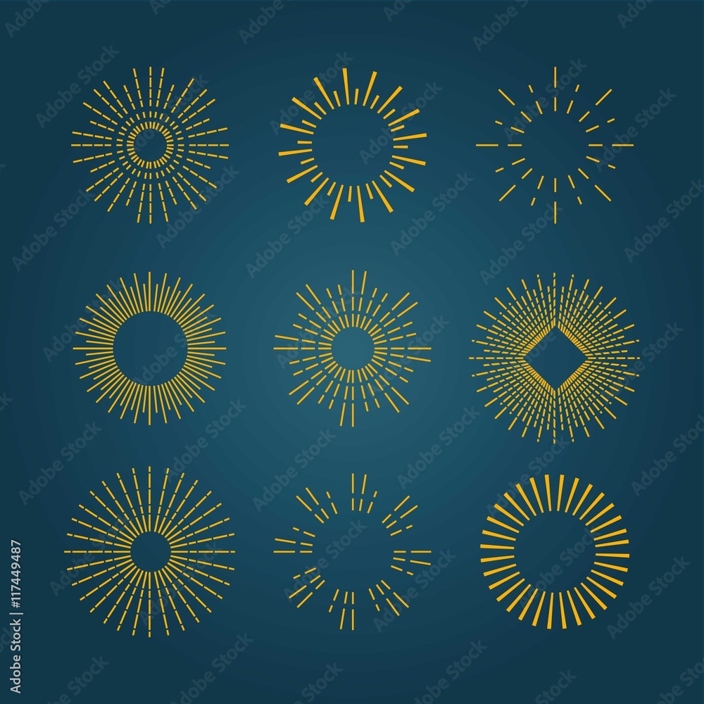 Golden sunburst in retro style Golden sunburst in retro style
