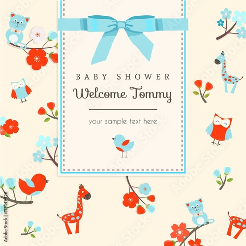 Animals card for baby shower