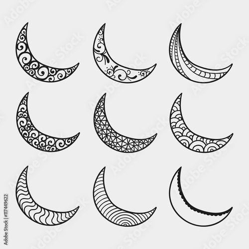 Hand drawn crescent moons