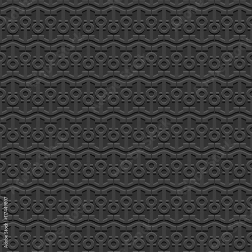 3d Black nautical seamless pattern with stylized anchors