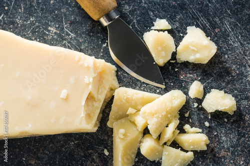 parmesan cheese with knife