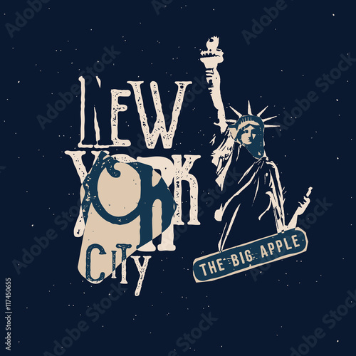 New York apparel design, print for t-shirt. Vintage retro illustration. Typography design.