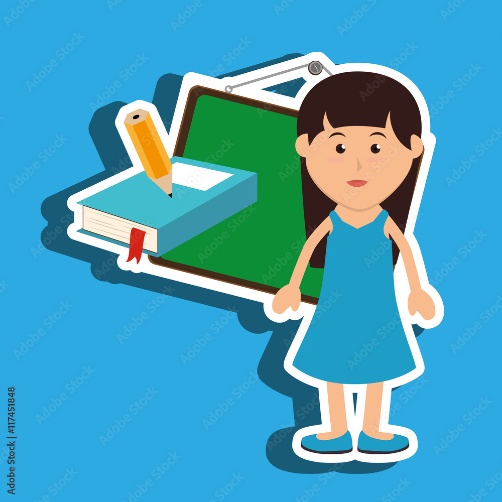 kid with chalkboard and pencil isolated icon design kid with chalkboard and pencil isolated icon design