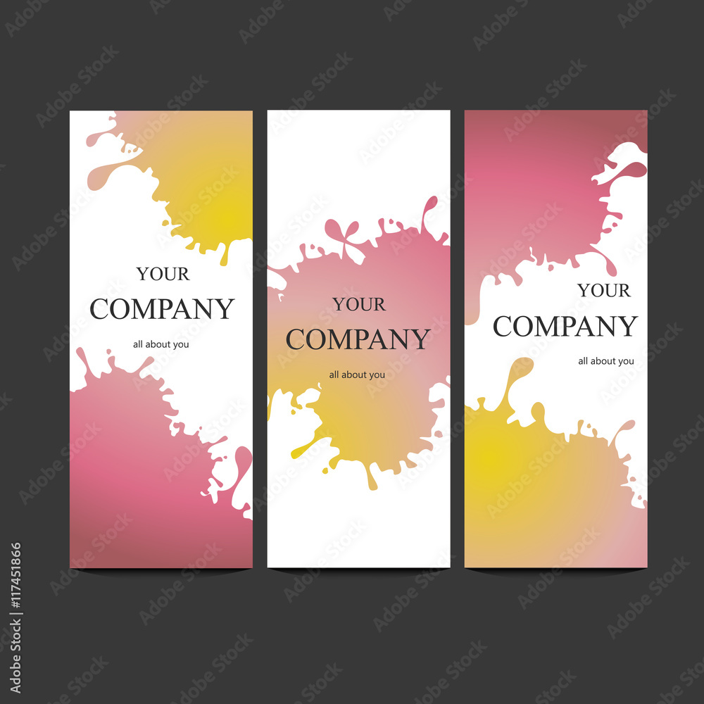 Vector template banners with watercolor paint abstract background