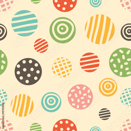 Summer polka dot. Vintage vector seamless pattern.