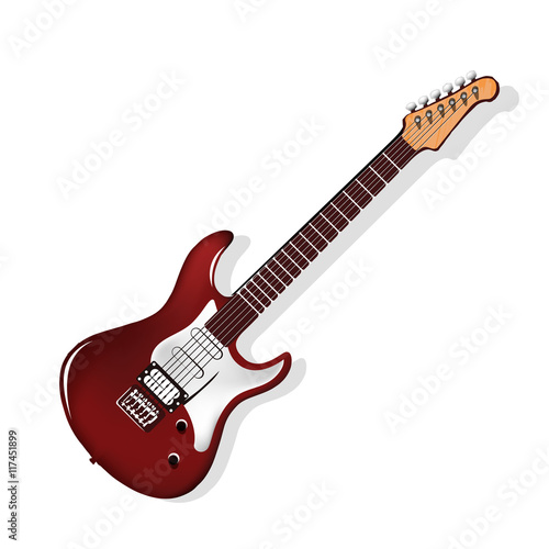 Realistic high detailed electric guitar isolated on white background. Rock guitar, vector illustration.