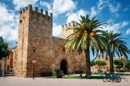 Gate of the ancient wall of the historical city Old Town of Alcudia, Mallorca photo