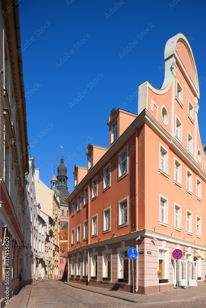 The streets of the Old Town of Riga in spring