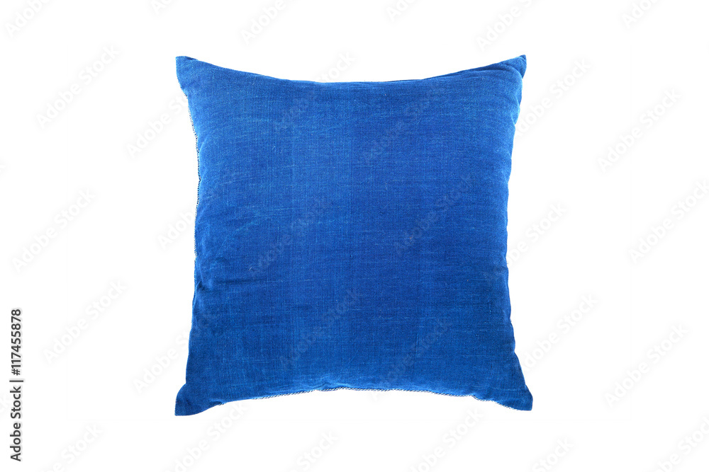 Beautiful blue pillow isolated on white background