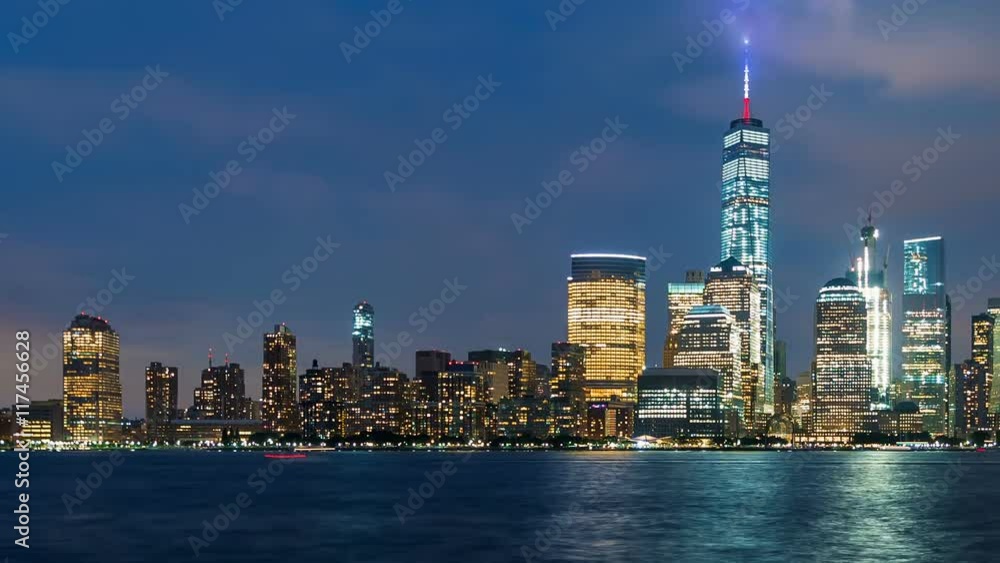 Time-lapse of the lower Manhattan skyline and the Hudson river from Jersey City Time-lapse of the lower Manhattan skyline and the Hudson river from Jersey City