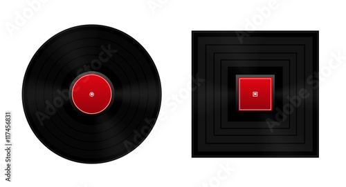 Square the circle metaphor with round and square vinyl record.