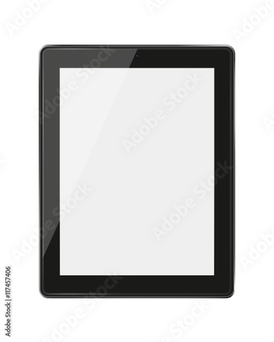 Realistic tablet pc computer with blank screen.