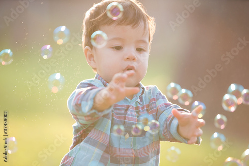 cute boy with bubble