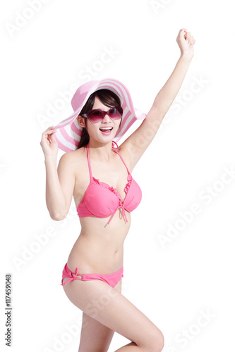 beauty woman wear bikini happily