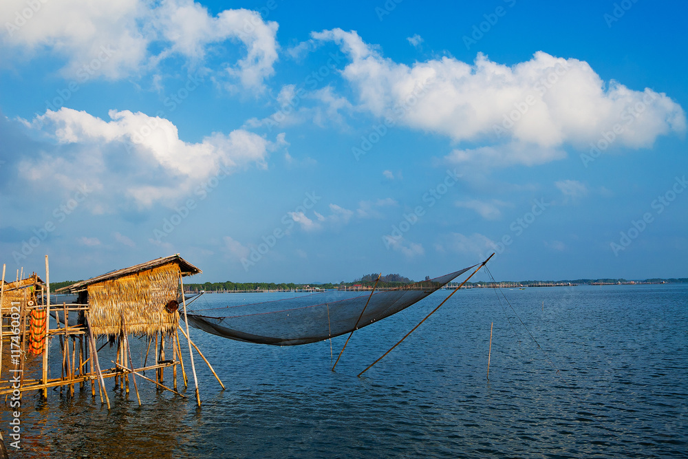 To trap fish by the sea at Chanthaburi To trap fish by the sea at Chanthaburi