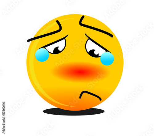 Forlorn teary eyed emoticon and rosy cheeks