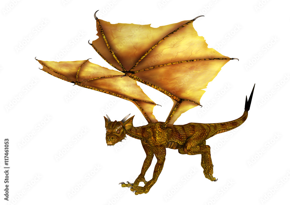 Fototapeta premium 3D Rendering Fantasy Dragon on White