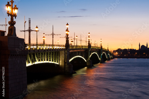 Trinity Bridge across the Neva in Saint Petersburg, Russia