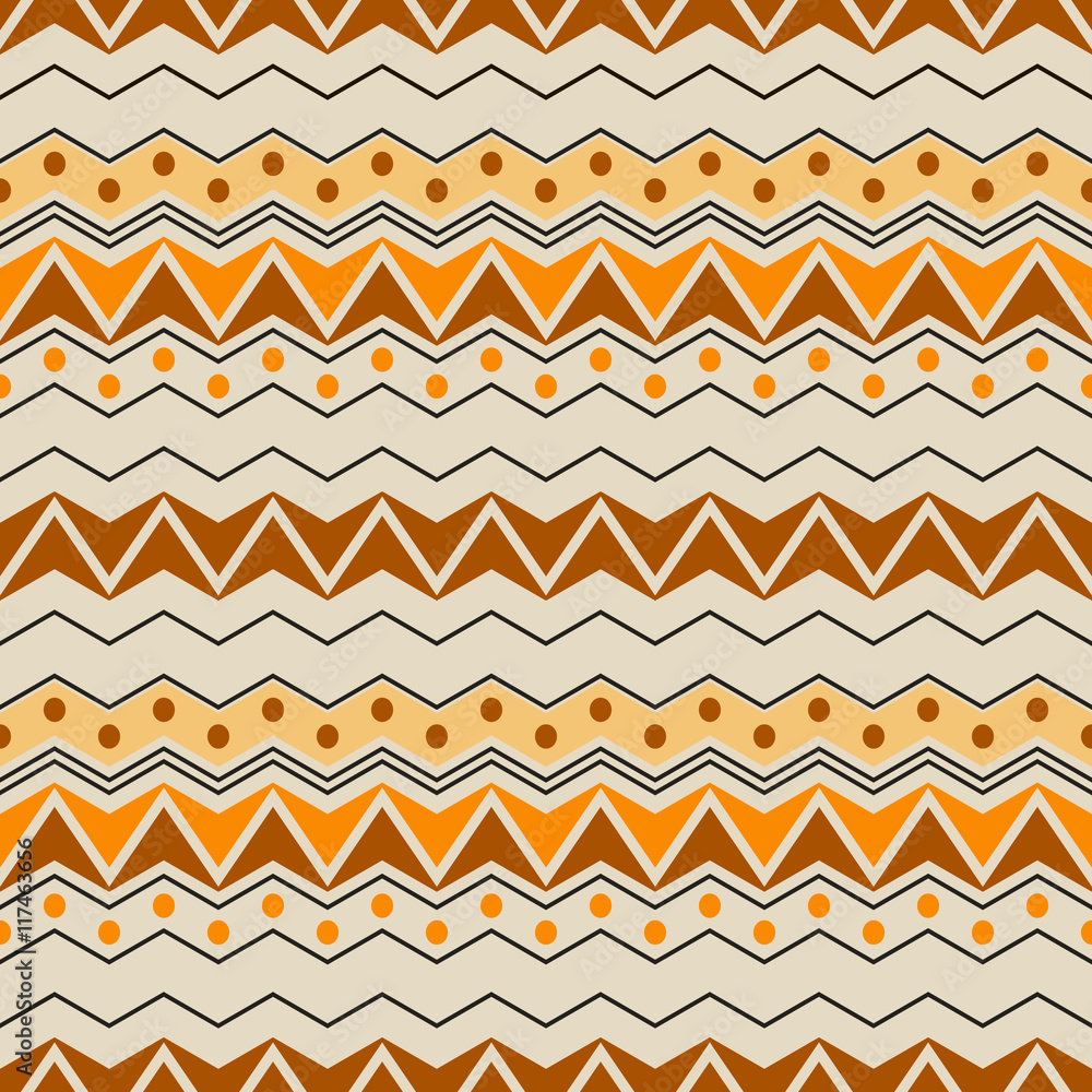 Graphic seamless print of horizontal zigzags and circles Graphic seamless print of horizontal zigzags and circles