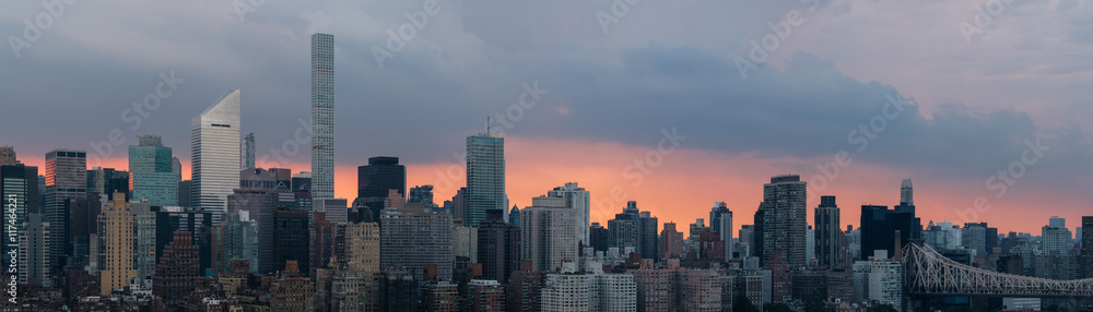 Manhattan at sunset, panoramic image