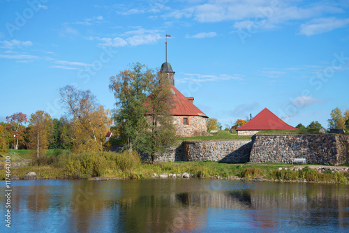 The Korela fortress on the river Vuoksi, sunny october day. Priozersk, Russia photo