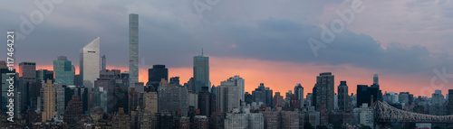 Manhattan at sunset  panoramic image