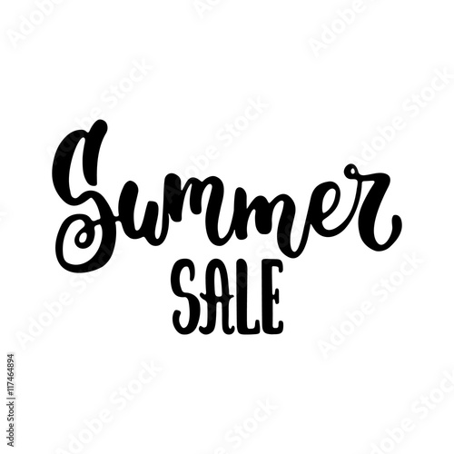 Summer sale - hand drawn lettering phrase isolated on the white background. Fun brush ink inscription for photo overlays  greeting card or t-shirt print  poster design